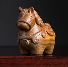 Zodiac Horse Success Achievement Sculpture - Little Horse Green Lapidary Wood 07FC0E-D4 - KOEEK