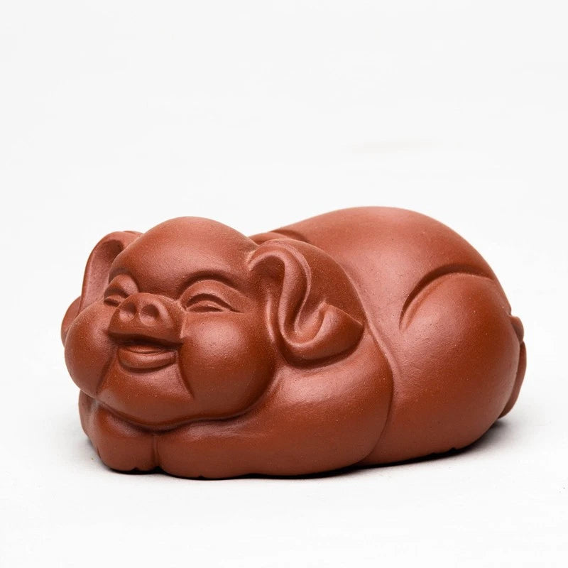 8.9cm Yixing Purple Clay Handcarved Wealth Pig Tea Pet Auspicious Ornament 07FC0E-D4 - KOEEK