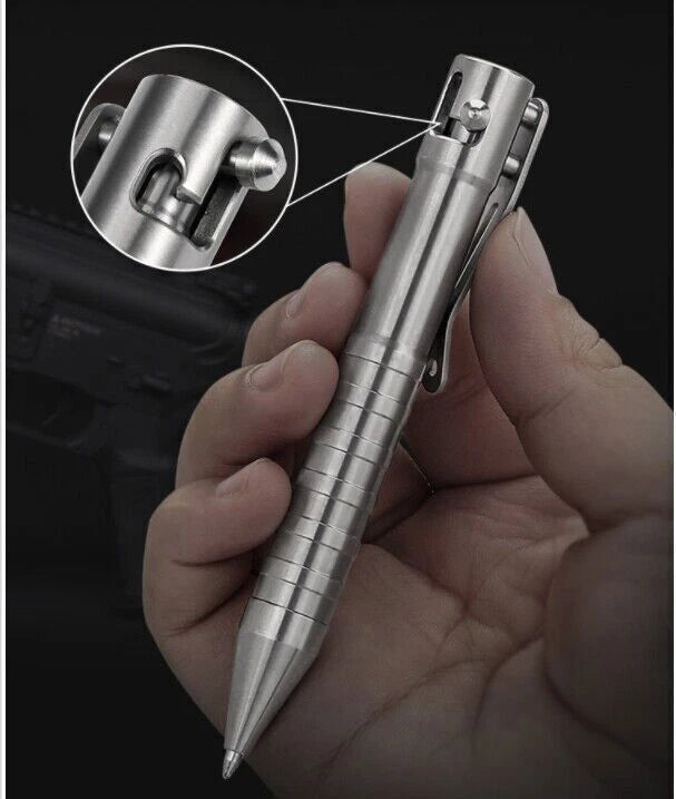 Portable EDC Pocket Outdoors Pen Solid TC4 Titanium Alloy Bolt Action Ball Pen 07FC0E-D4 - KOEEK