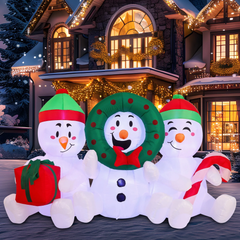 "6 FT Snowmen Trio: The Chillest Yard Party Crashers with LED Lights!" 07FC0E-D4 - KOEEK