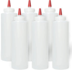 Mercantile Plastic Squeeze Condiment Bottles with Red Tip Cap 16-ounce Set of 6 07FC0E-D4 - KOEEK