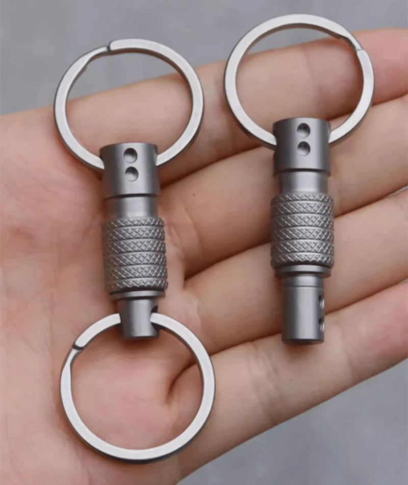 EDC Titanium Quick Release Swivel Key chain Buckle Portable Double w/ Key Rings 07FC0E-D4 - KOEEK