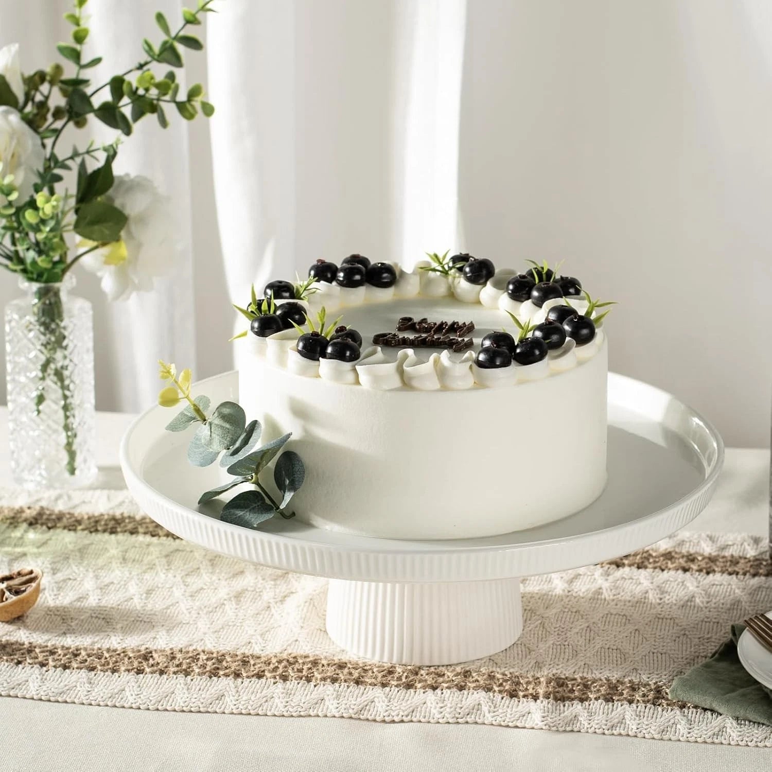 13 Inch Cake Stand, Ceramic Cake Stands for Party, Elegant Wedding Cake Plate 07FC0E-D4 - KOEEK