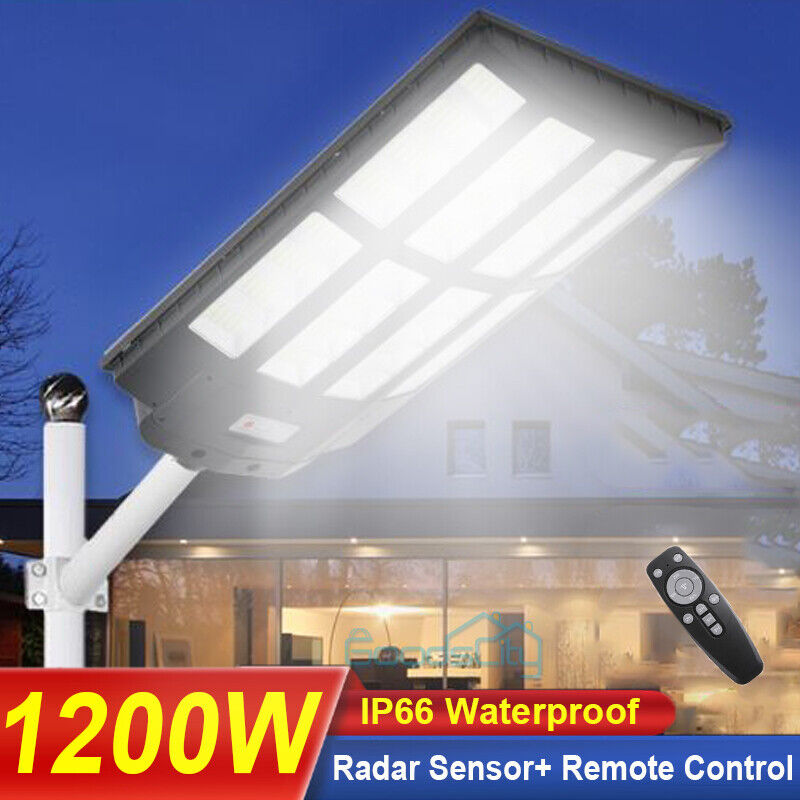 ny 1200W LED Luz Solar Para Exterior Con Sensor De Movimiento Jardin Patio Lampara