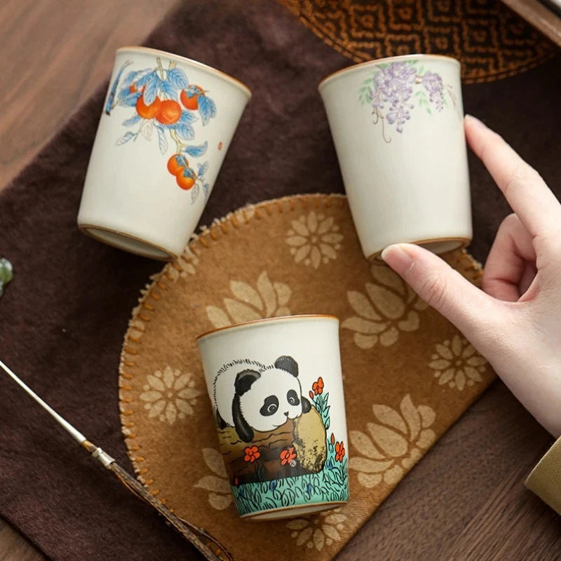 100ml Ceramic Ru Kiln Handpainted Cup Master Cup Tea Tasting Cup Kungfu Teaware 07FC0E-D4 - KOEEK
