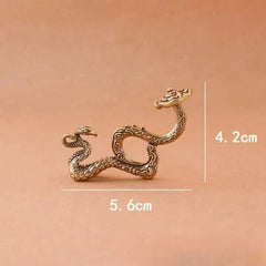 5.6cm Chinese Brass Ganoderma Snake Hand-carved Statue Home Desktop Decoration 07FC0E-D4 - KOEEK