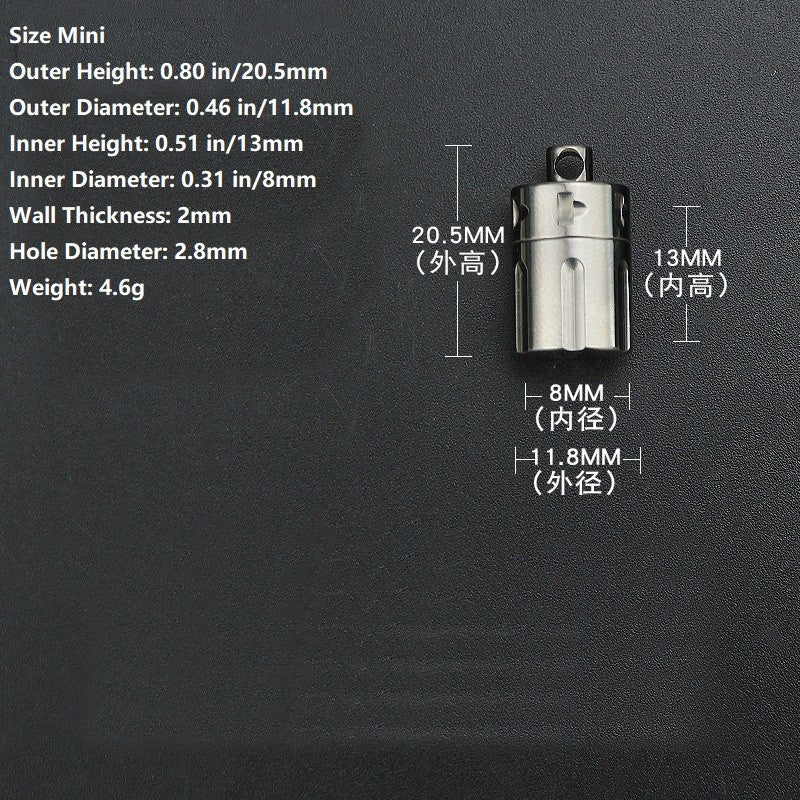 EDC Titanium Alloy Pill Case Holder Container Waterproof Keychain Pendant Gift- 07FC0E-D4 - KOEEK