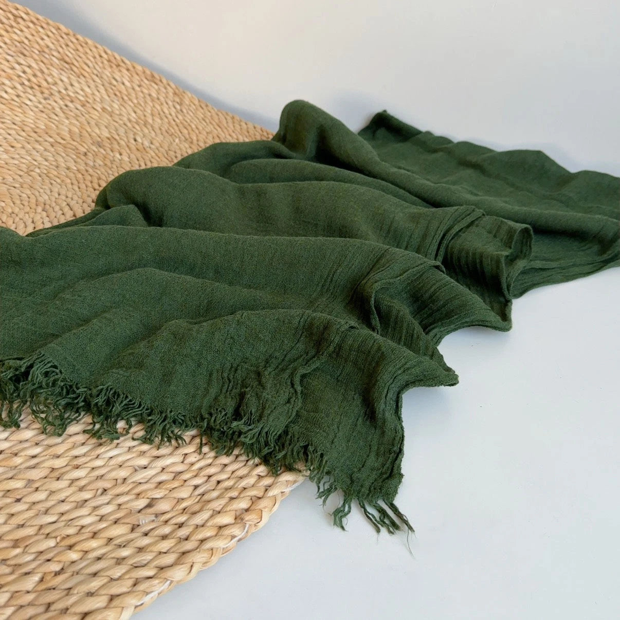 Mens  Wool Blend Soft Winter Warm Scarf Shawl Forest Green Bandana Neckerchief 07FC0E-D4 - KOEEK