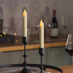 Set of 2 Moving Flame LED Tapered Candles (1x6 in.), (Ivory) 07FC0E-D4 - KOEEK