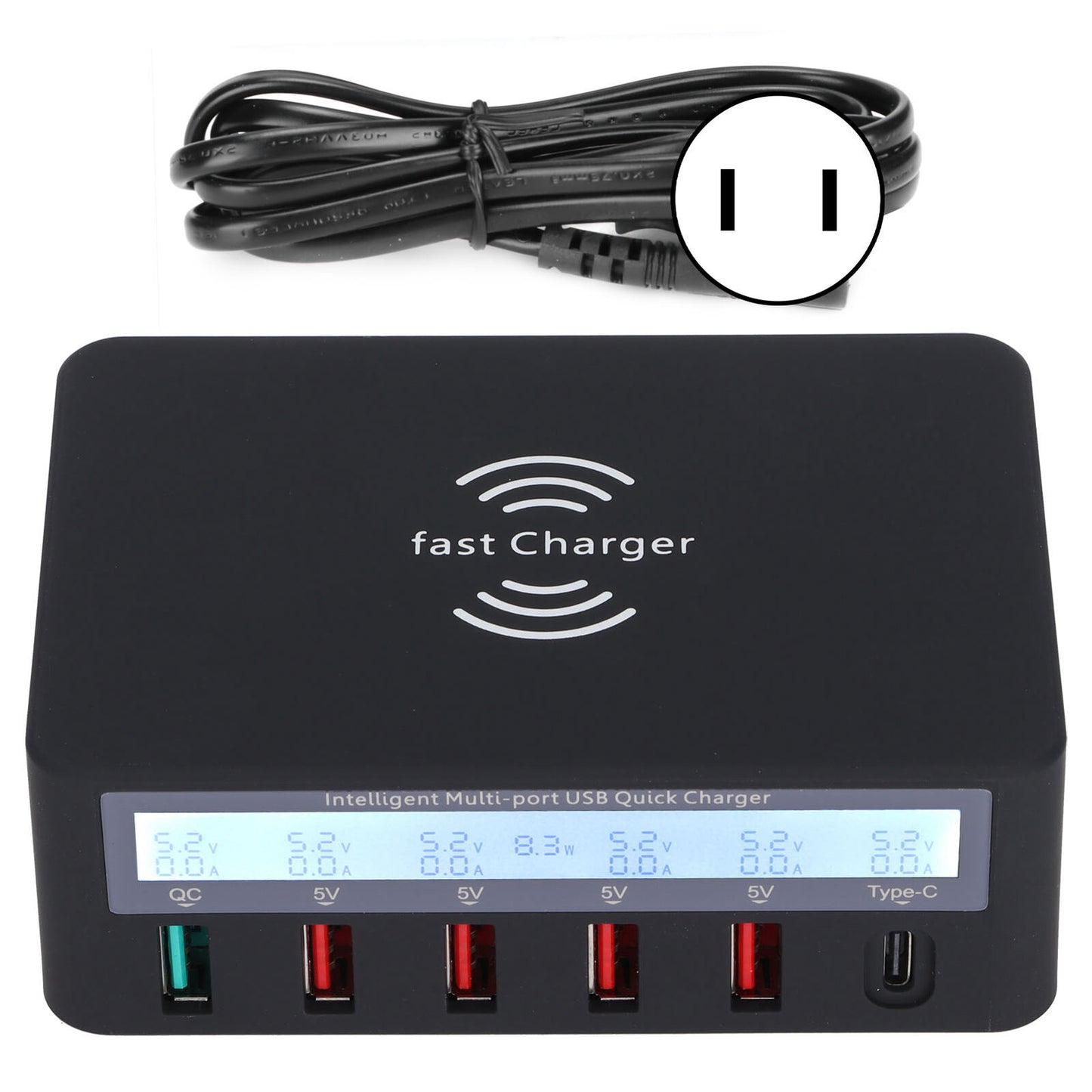 new (black)USB Charging Station 6Port Smart USB Charger Power Fast Charger For koeek - KOEEK