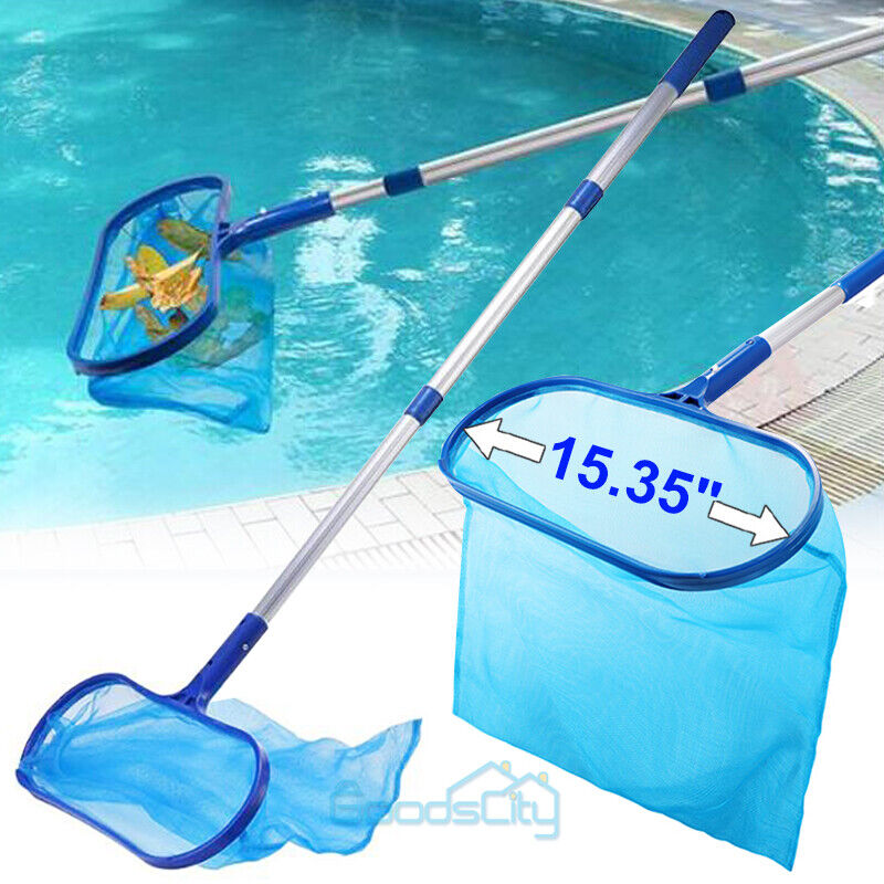 ny Heavy Duty Pool Skimmer Leaf Rake Net Scooper, Rengjøring Svømmebasseng, med stang