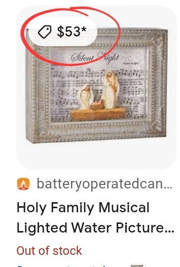 Christmas Musical Silent Night Lighted Water Picture Frame RAZ Imports 10" RAZ IMPORTS - KOEEK