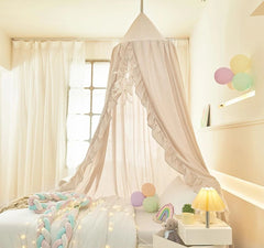 Bed Canopy for Girls,Ruffled Canopy Bed Curtains Kids Canopy for Girls Room 07FC0E-D4 - KOEEK
