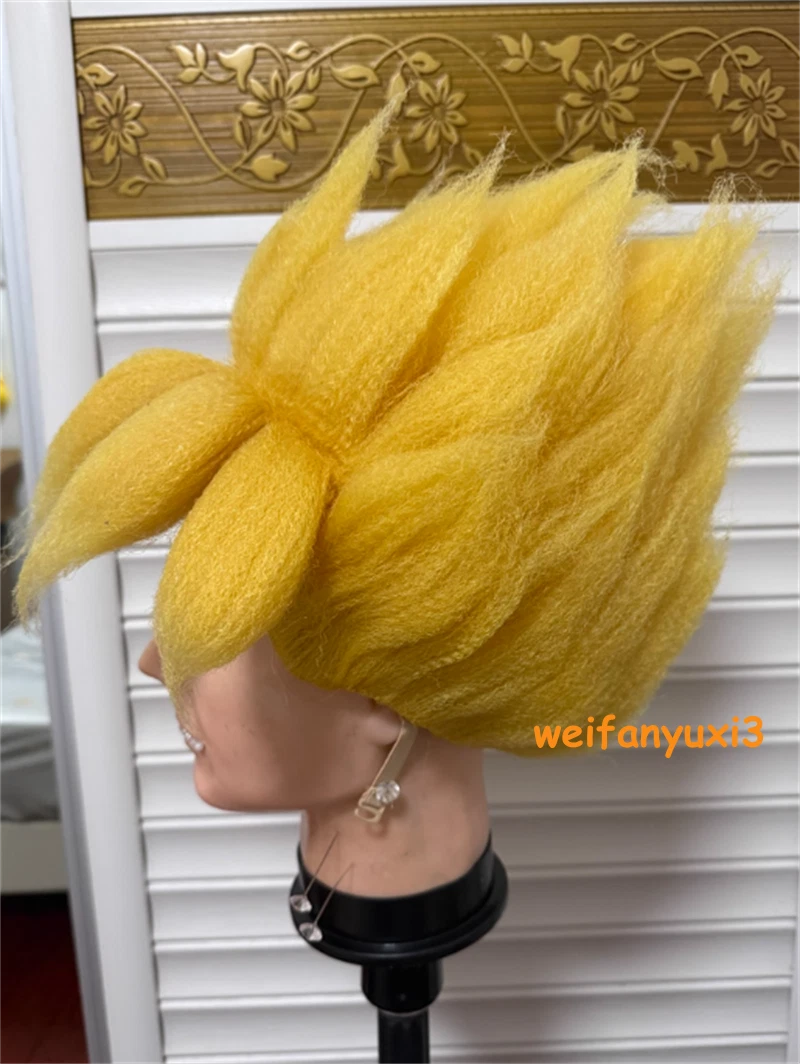 Dragon Ball Kakarotto Vegeta Goku Super Saiyan Yellow Wig Halloween Cosplay WIG 07FC0E-D4 - KOEEK