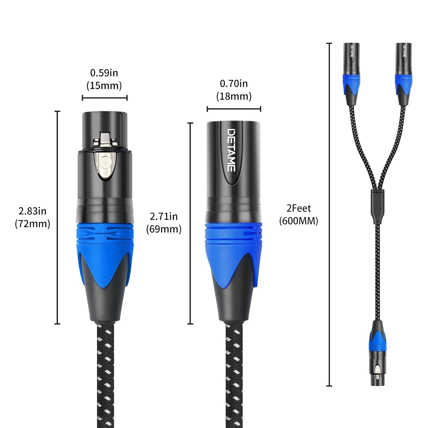 new 2Pack XLR Female to Dual Male Y Splitter Cable, 2 Y 2FT
