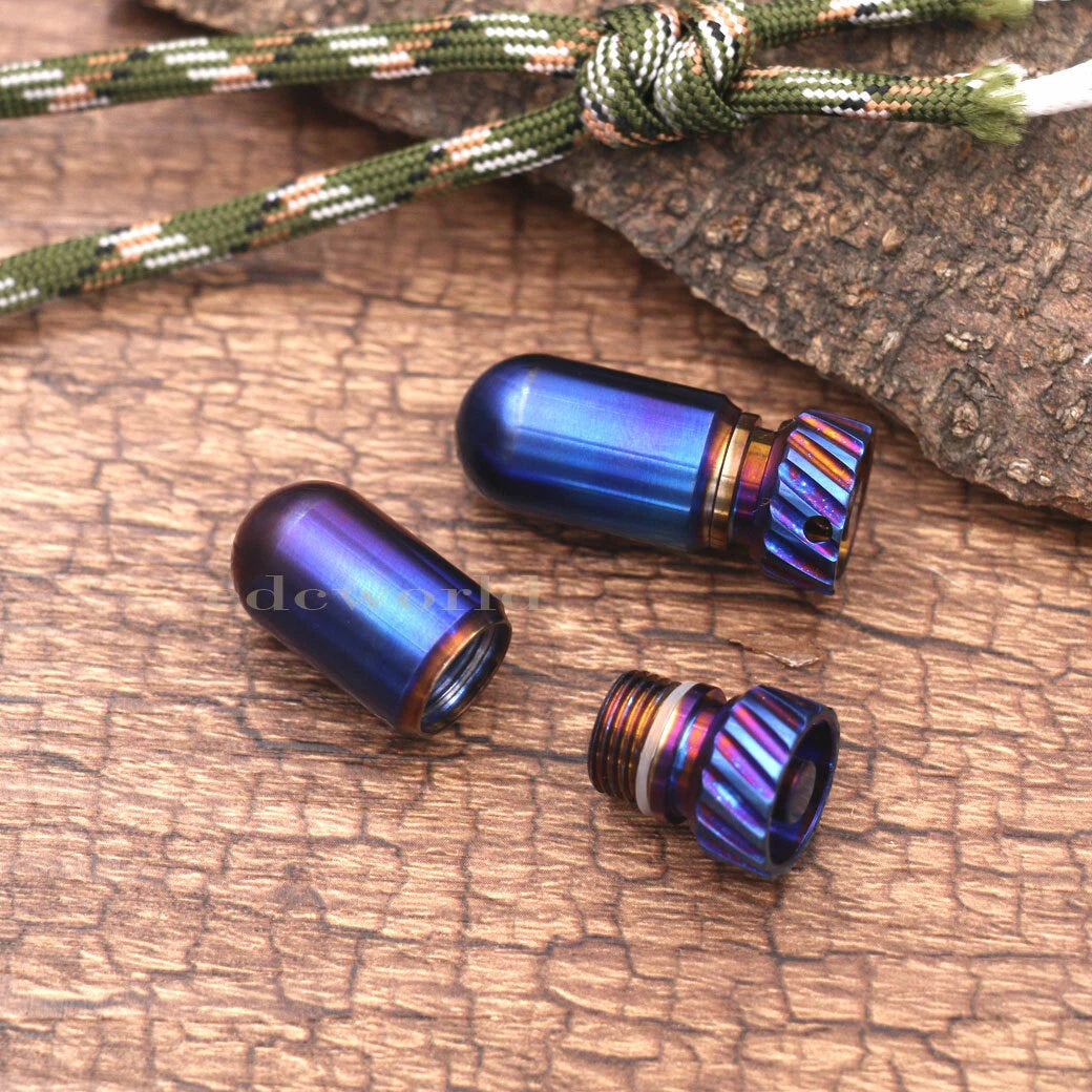 Outdoor Titanium CNC Torpedo Type Waterproof Pill Case Key Chain Container EDC 07FC0E-D4 - KOEEK