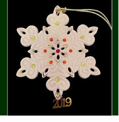 Lenox 2019 Gemmed Snowflake Ornament Annual Christmas Red & Green Crystals LENOX - KOEEK