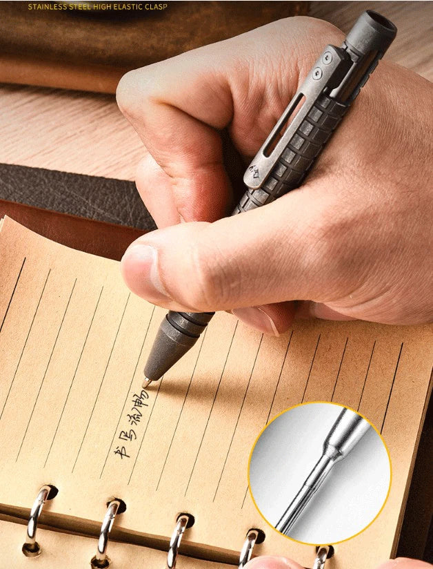 Titanium PEI Ballpoint Pen Bolt Action Signature Writing Pocket Pen 5pcs Refills 07FC0E-D4 - KOEEK