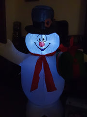 Frosty The Snowman Greeter w/ Xmas Gift Inflatable Airblown Gemmy 3.5ft Light Up GEMMY - KOEEK
