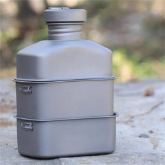 Outdoor Camping Canteen Kettle Titanium Cookware Picnic Hanging Pot Bowl Kit 07FC0E-D4 - KOEEK