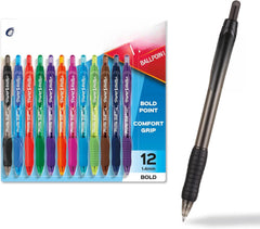 Retractable Ballpoint Pens, Bold (1.4mm), Assorted Colors, 12 Count 07FC0E-D4 - KOEEK