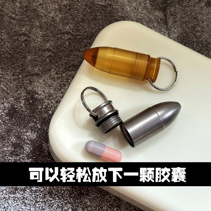 PEI Titanium Waterproof Pill Holder Case Organizer Container keychain EDC Gift 07FC0E-D4 - KOEEK