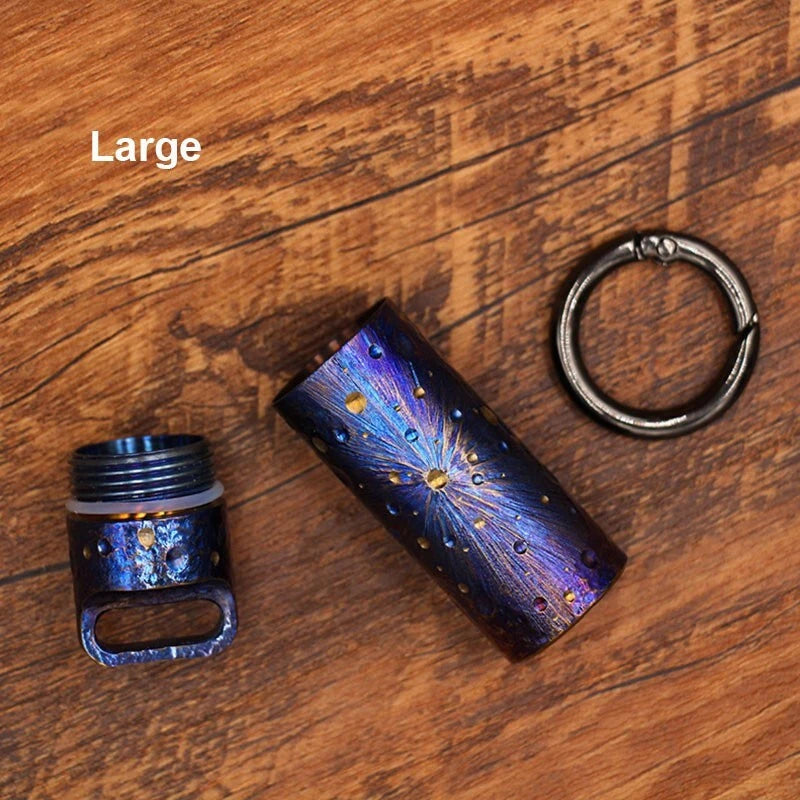 Titanium Waterproof Charm Pendant Pill Storage Container Outdoor Travel Tool 07FC0E-D4 - KOEEK