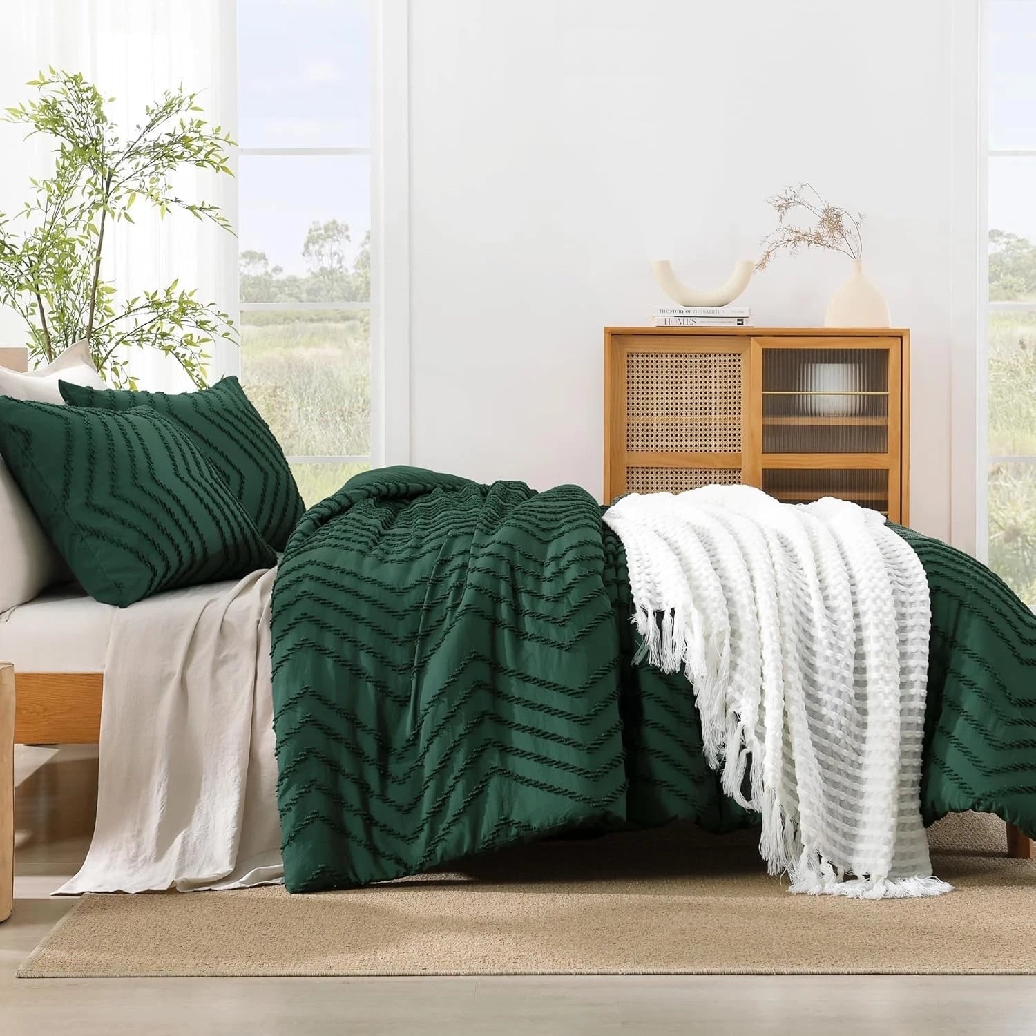Down comforter set, deep emerald green, 3-piece set 07FC0E-D4 - KOEEK