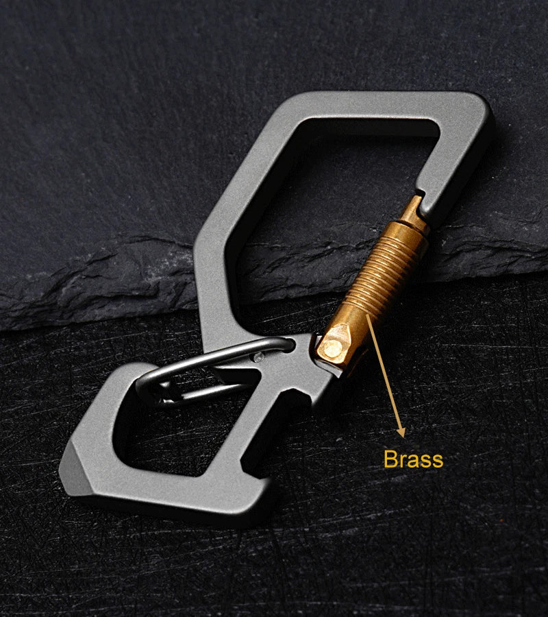 EDC Titanium Keychain Multi Tools Bottle Opener Crowbar Double Hanging Buckle 07FC0E-D4 - KOEEK
