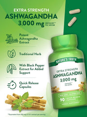 new Nature's Truth Ashwagandha Capsules | 3000mg | 90 Count | Extra Strength |... NATURE'S TRUTH - KOEEK