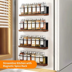 Magnetic Spice Rack with 24 Jars, 216 Labels, 1 Steel Funnel for Refrigerator 07FC0E-D4 - KOEEK