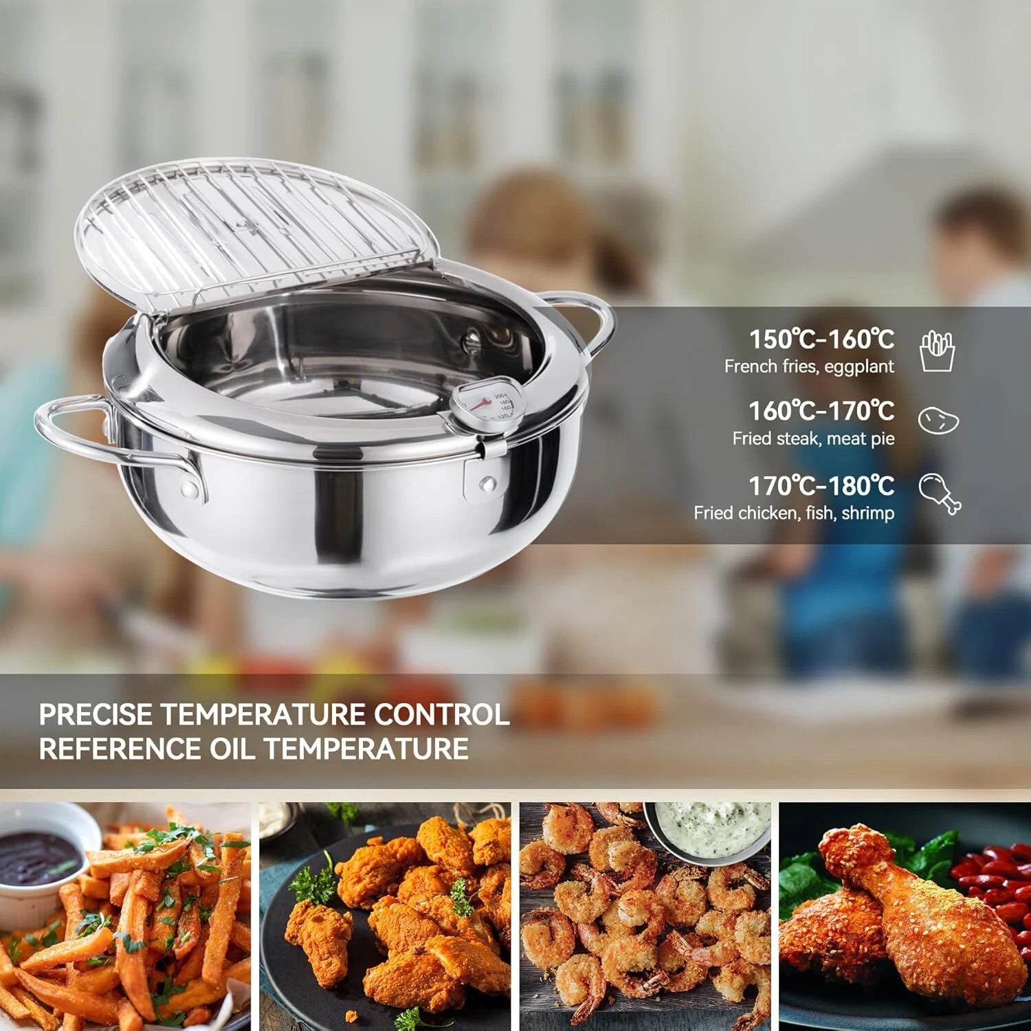 Deep Fryer, 11-inch/4.2 Liter Japanese Style Tempura Fryer, 304 Stainless Steel 07FC0E-D4 - KOEEK