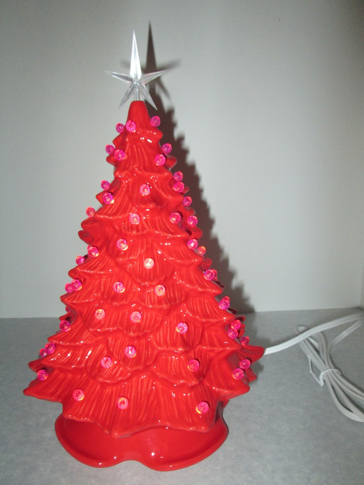 "Red Glazed  Ceramic Christmas Tree"  ly Made/ Extra Lights 07FC0E-D4 - KOEEK