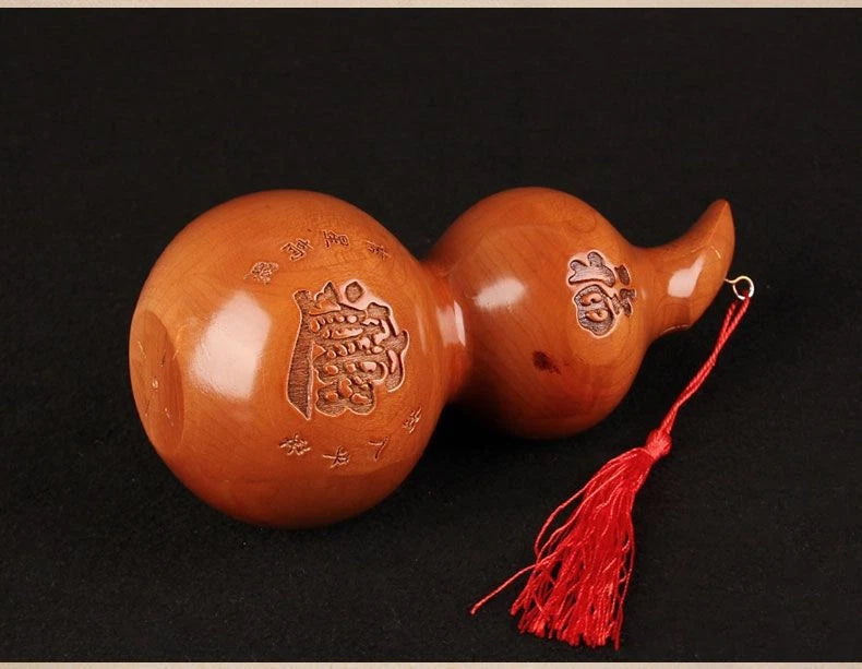 Peach Wood Taiji Bagua Fu Gourd Hanging Ornament Feng Shui Home Decor 07FC0E-D4 - KOEEK