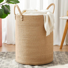 15 inches × 20 inches Ramie woven laundry basket Rattan rope clothing 07FC0E-D4 - KOEEK