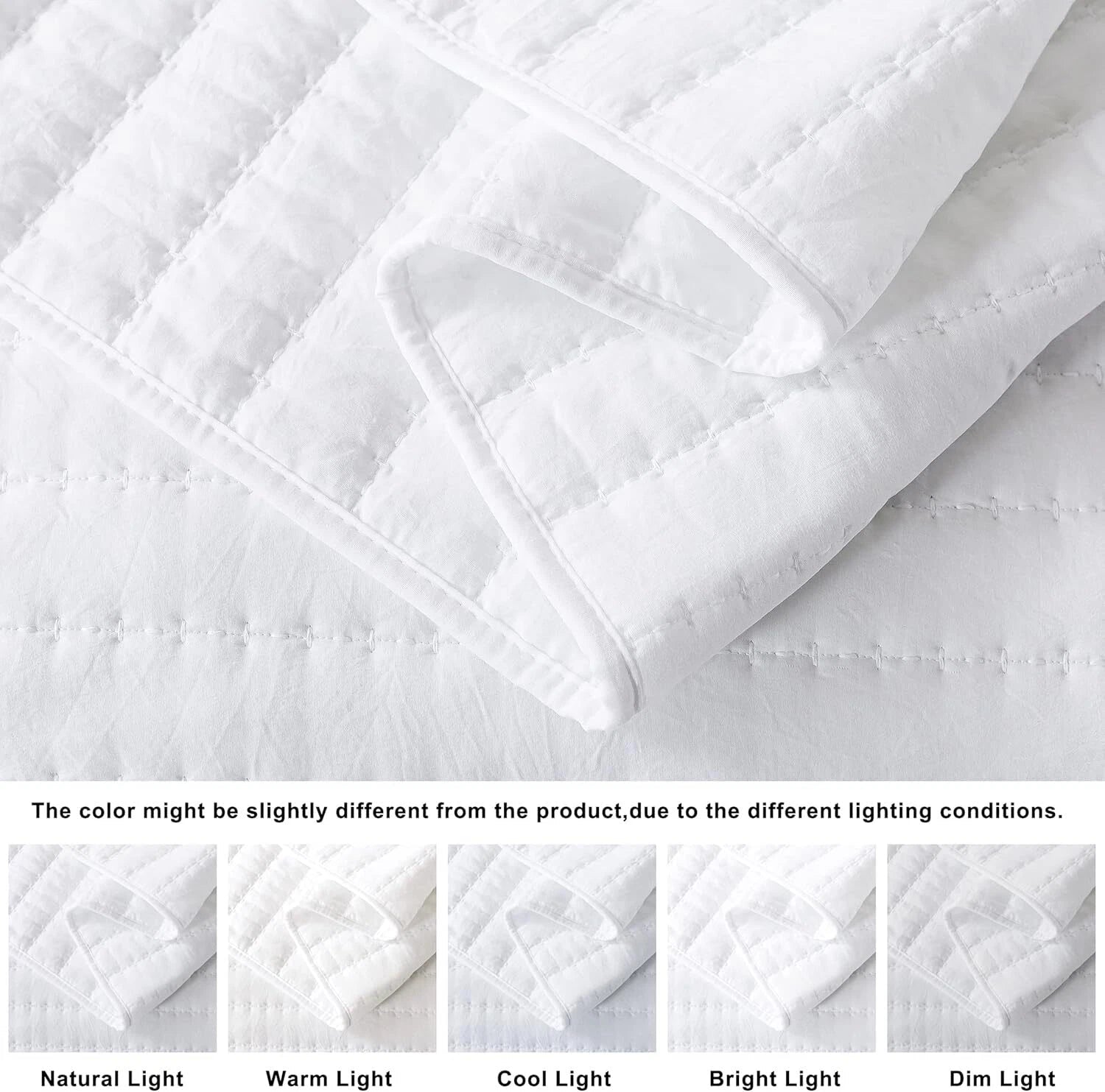 White Queen Size Quilt Bedding Sets with Pillow Shams, Full Lightweight Soft 07FC0E-D4 - KOEEK