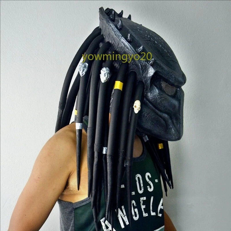 IN US Predator Alien vs Predator Mask Helmet w/ Braid Halloween Cosplay Costume 07FC0E-D4 - KOEEK