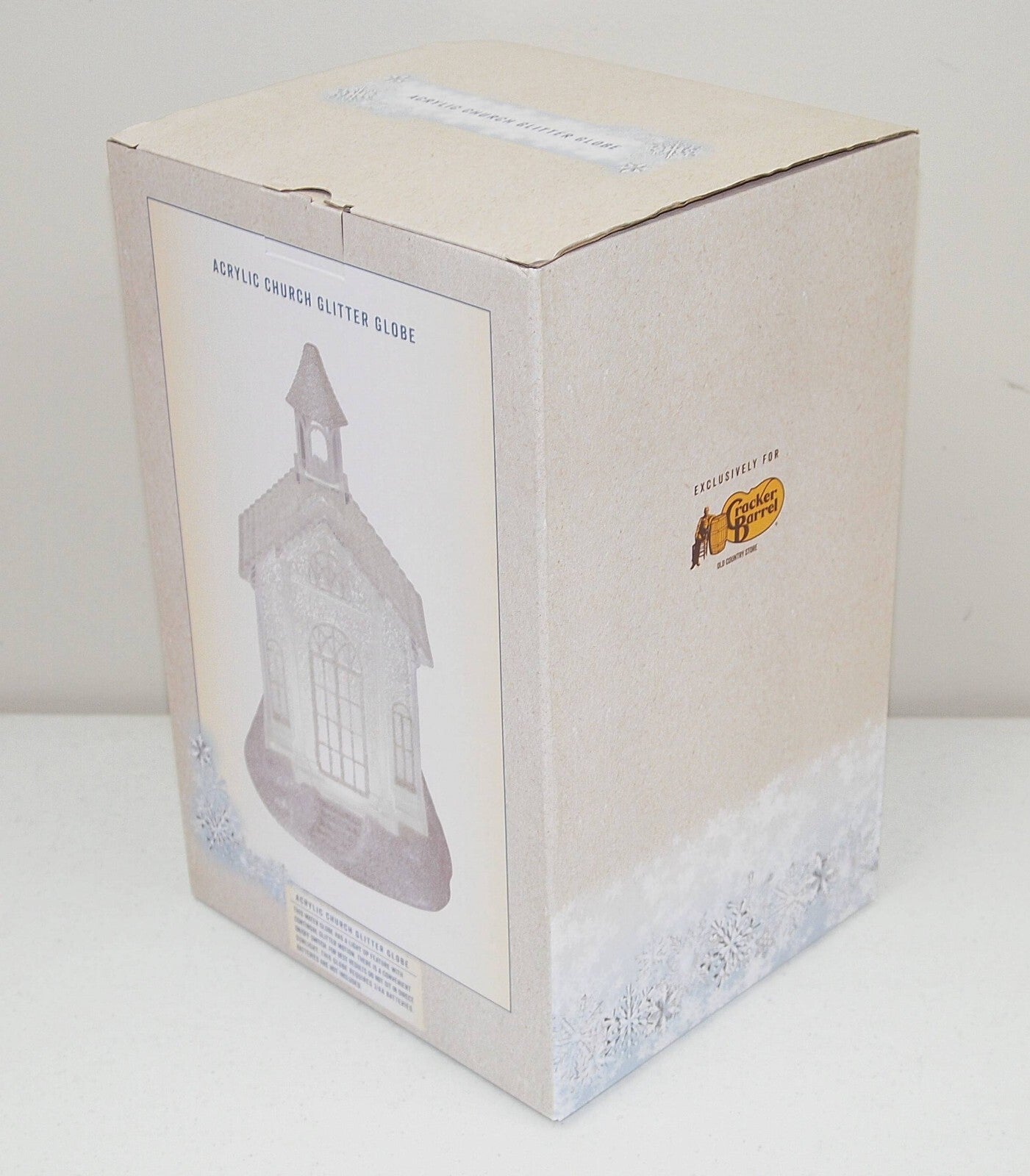 !! Large 10" CRACKER BARREL "Lighted ACRYLIC CHURCH Swirling GLITTER GLOBE" CRACKER BARREL - KOEEK