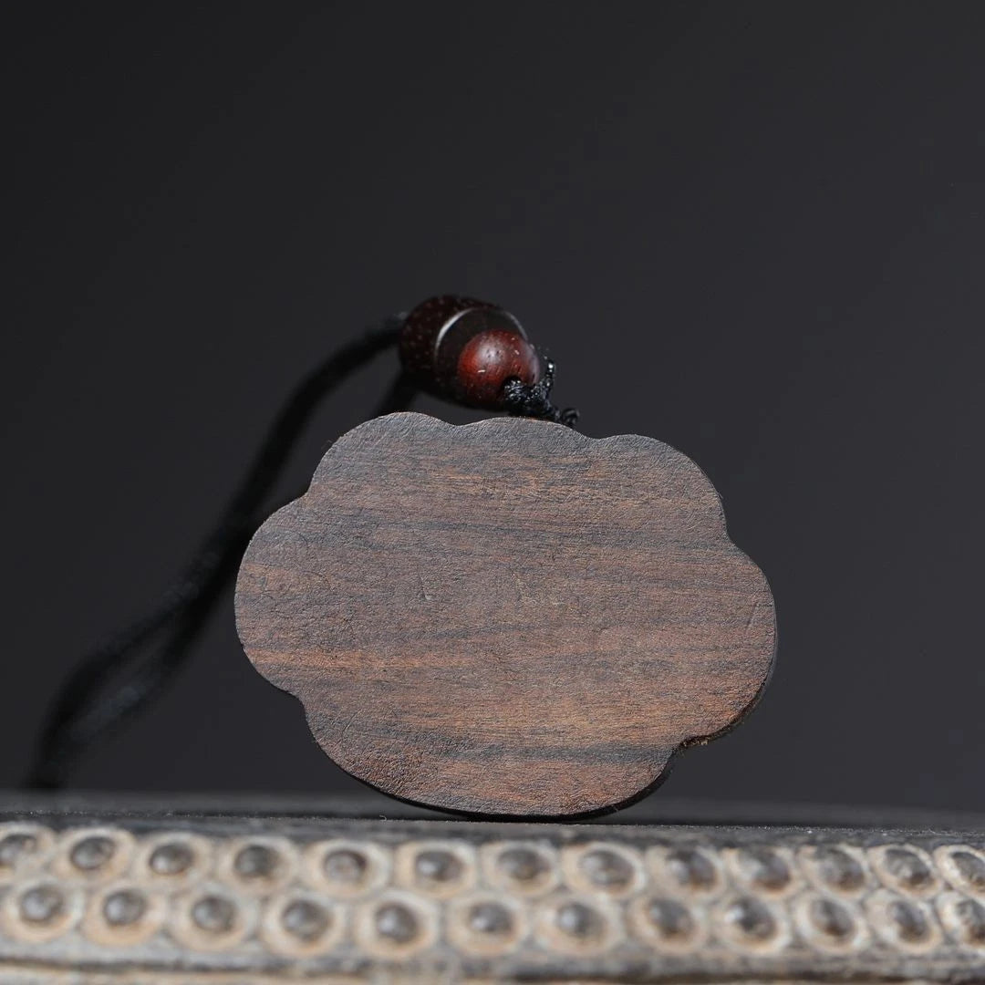 Agarwood Longevity Lock Ruyi Pendant Hand Carved Amulet Women Buddhist Jewelry 07FC0E-D4 - KOEEK
