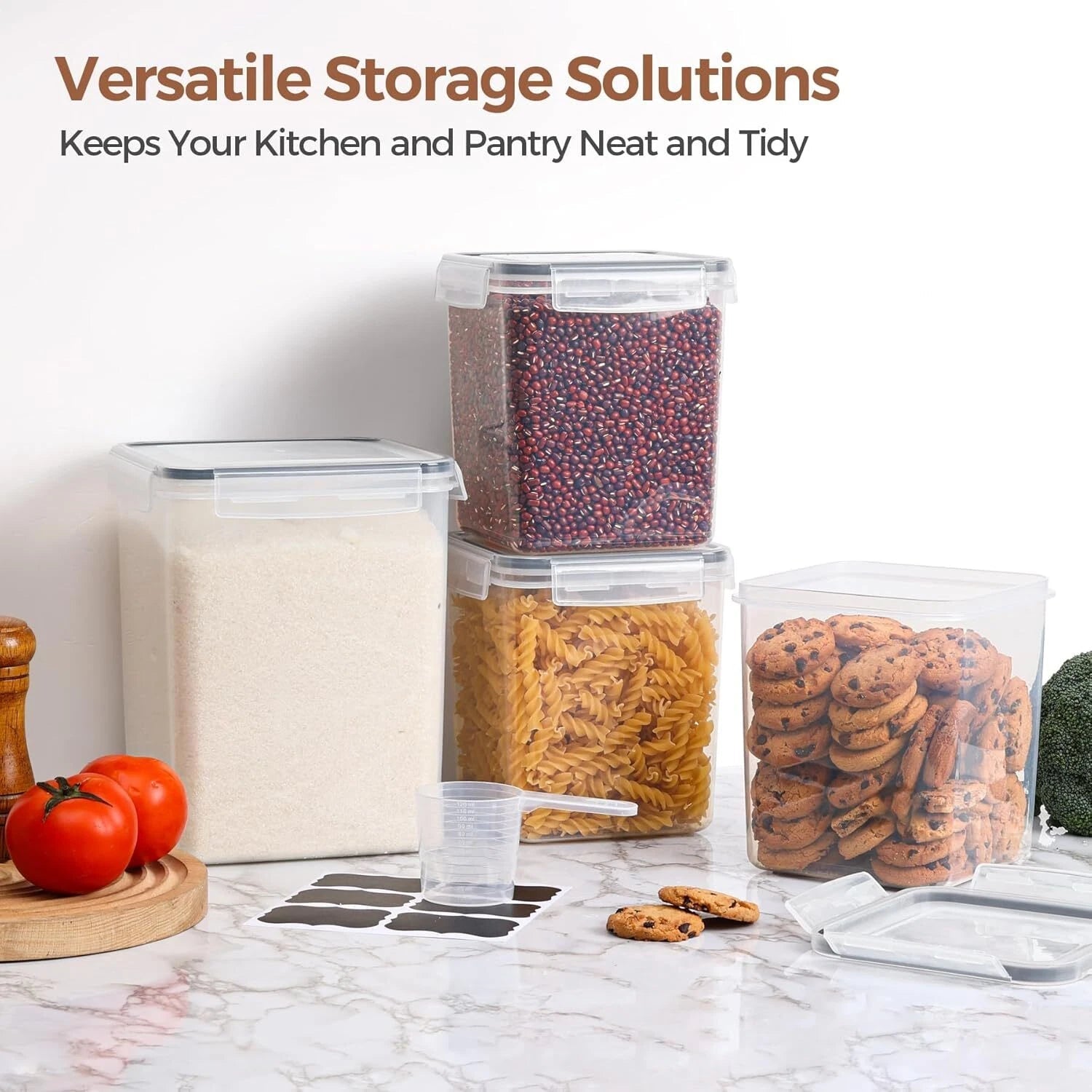 Flour Sugar Storage Containers Set of 3 (5.2L/166oz) (2.5L/78oz*2), Airtight 07FC0E-D4 - KOEEK