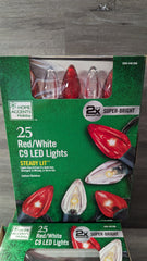 6  Home Accents 25 Light LED RED & WHITE C9 Super Bright Christmas Lights 16' HOME ACCENTS - KOEEK