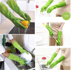 new Bamllum 3 Pairs of Rubber Dishwashing Gloves for Large, Red+yellow+green BAMLLUM - KOEEK
