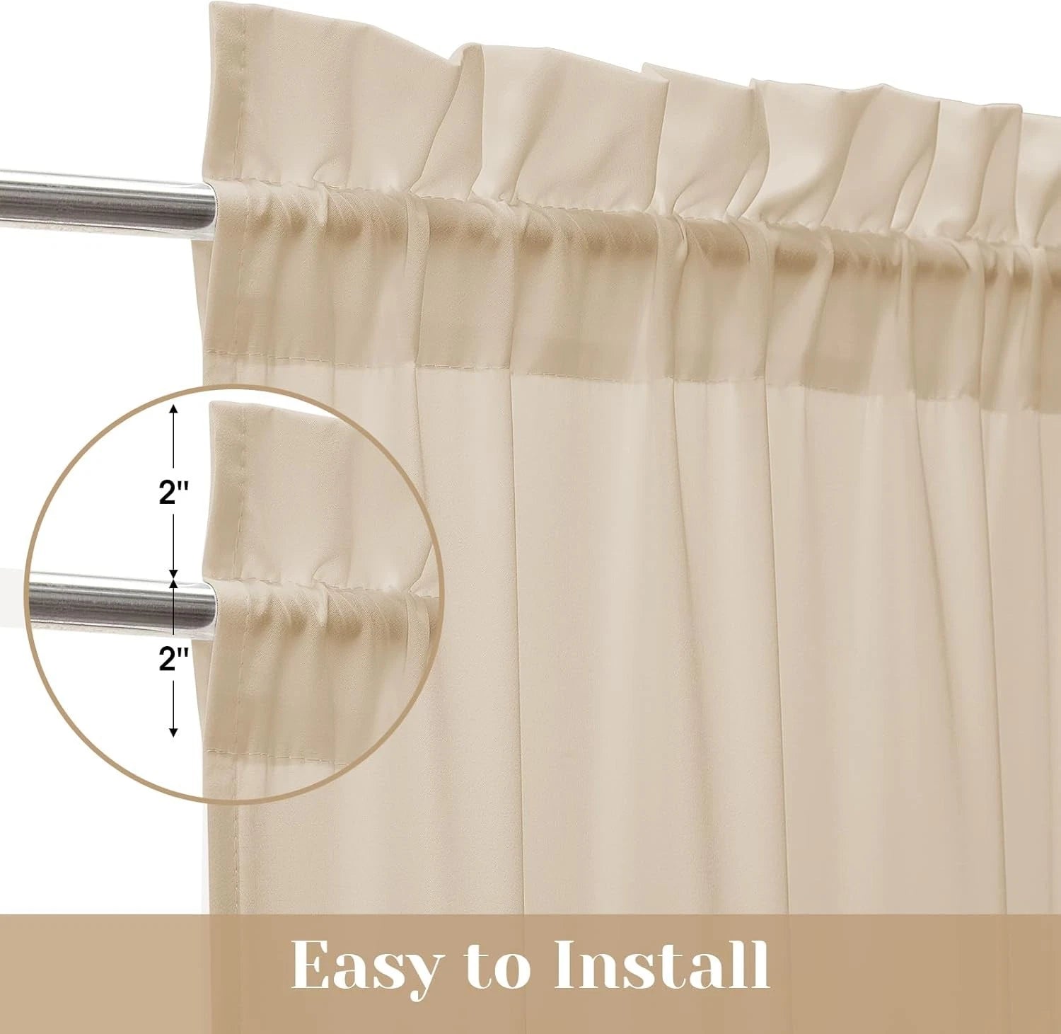 Low-transparency side window French curtains, 54 inches wide x 72 inches long. 07FC0E-D4 - KOEEK