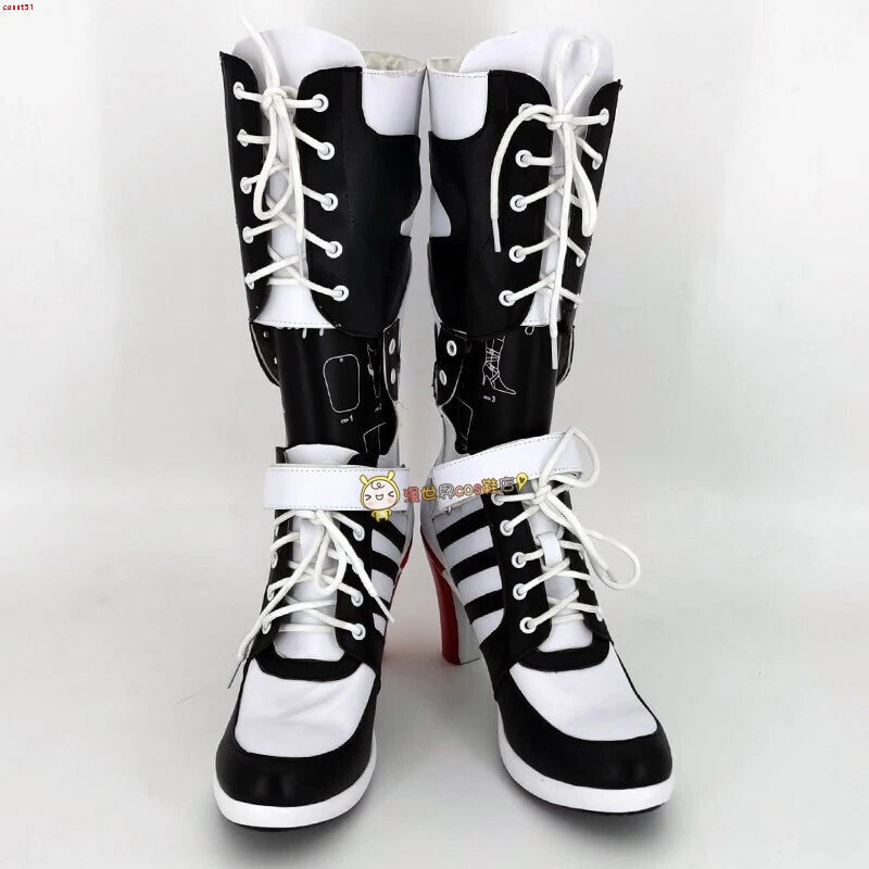 DC Suicide Squad The Clown's Girl Harley Quinn Cosplay Shoes PU Long Boots Props 07FC0E-D4 - KOEEK