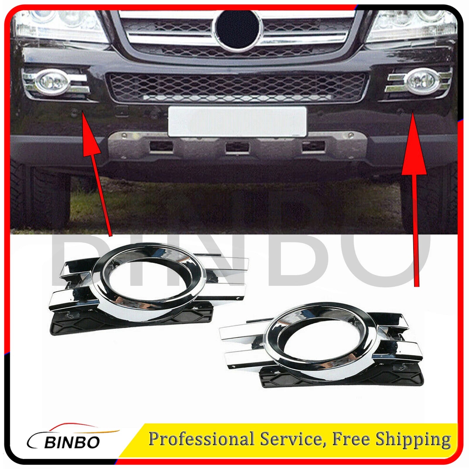 Fog Light Trim 07-12 for Mercedes Benz GL450 GL550 Left & Right 1648800724 07FC0E-D4 - KOEEK