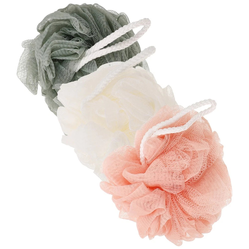 3 Pcs Mixed Color PE Bath Balls Mesh Shower for Body Care 07FC0E-D4 - KOEEK