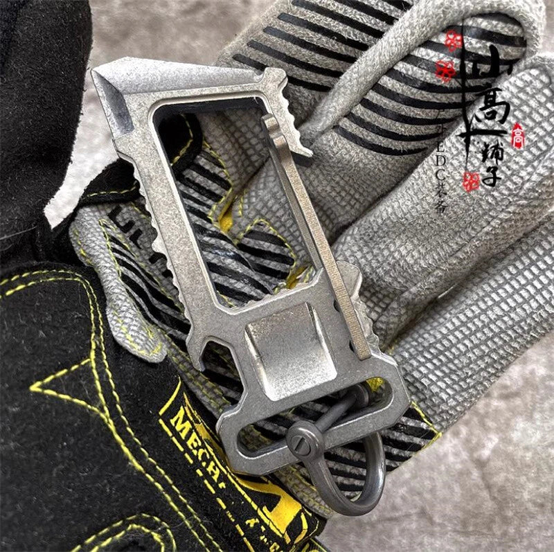 Outdoor EDC Camping Multi Tool TC4 Titanium Alloy Keychain Carabiner Crowbar Toy 07FC0E-D4 - KOEEK