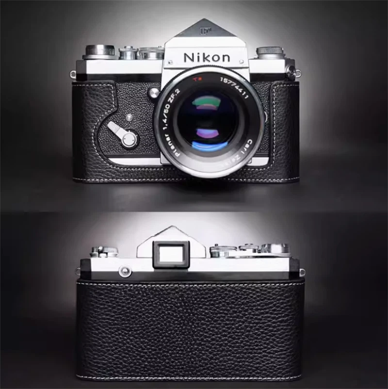 Nikon F Handmade  Retro Cover Leather Half Case Camera Big FInsert TP 07FC0E-D4 - KOEEK