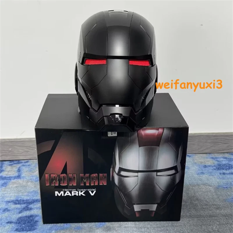 Iron Man Full Black Helmet MK5 1/1 Electronic Voice-controlled Mask Cosplay Prop 07FC0E-D4 - KOEEK