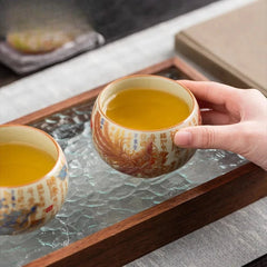 150ml Ceramic Ru Kiln Handpainted Dragon Phoenix Zen Tea-tasting Cup Master Cup 07FC0E-D4 - KOEEK